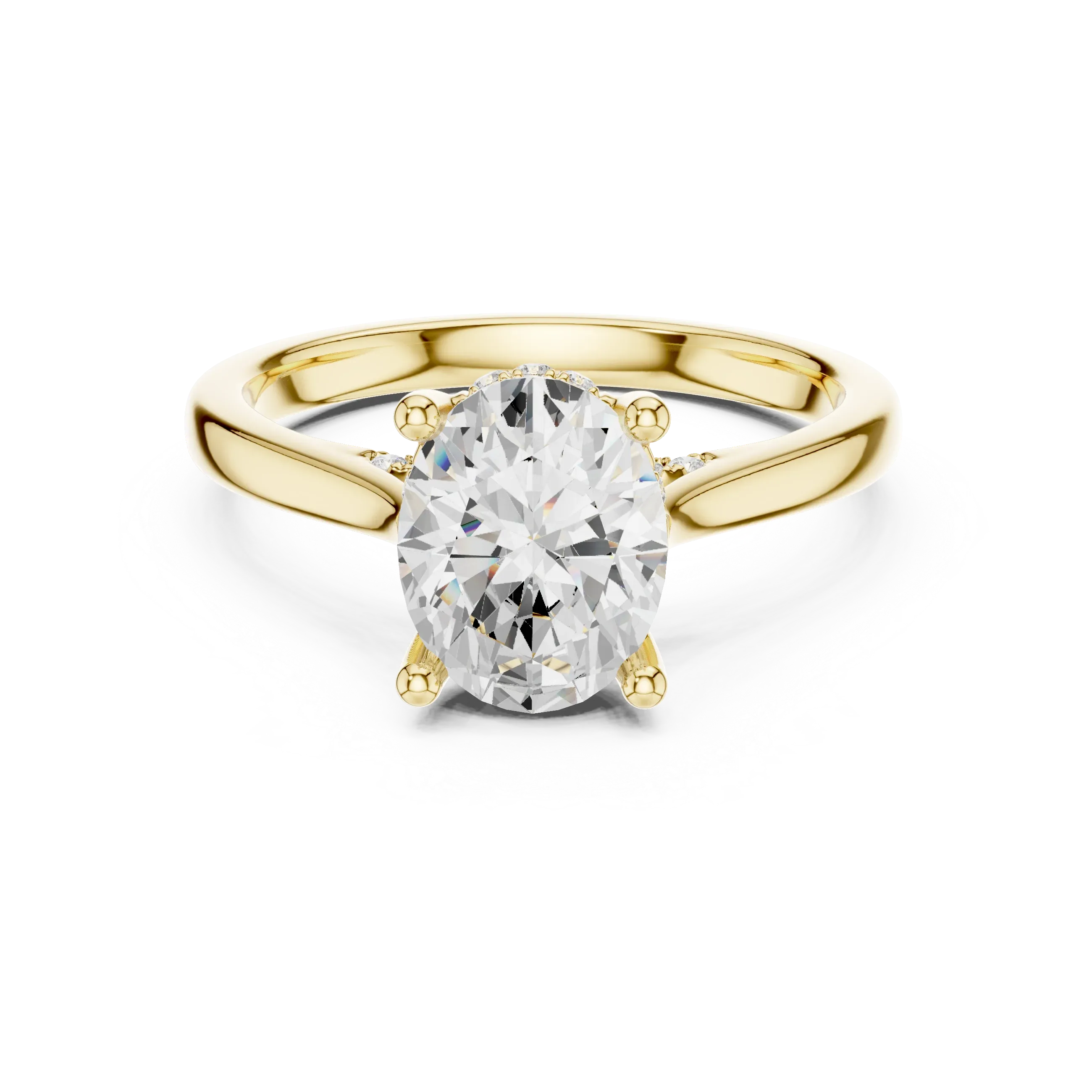 Hidden Halo Oval Cut 2.15 CT Diamond Wedding Ring 14K Yellow Gold