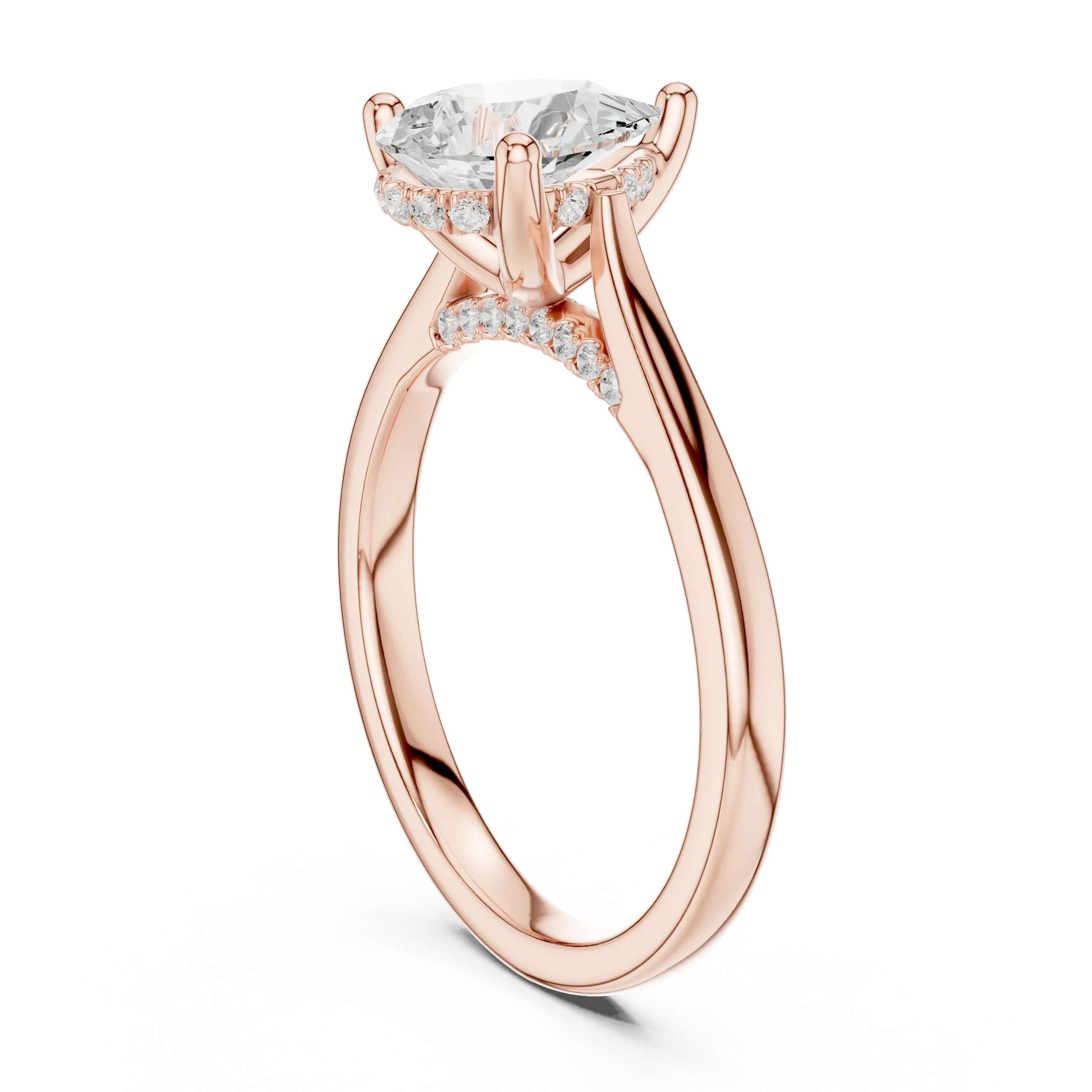 Hidden Halo Pear Cut 2.15 CT Diamond Wedding Ring 14K Yellow Gold