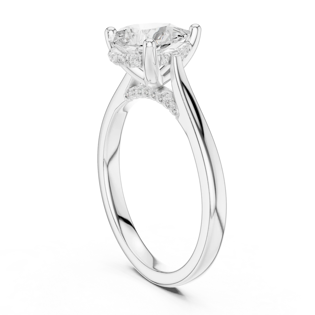 Hidden Halo Pear Cut 2.15 CT Diamond Wedding Ring 14K Yellow Gold