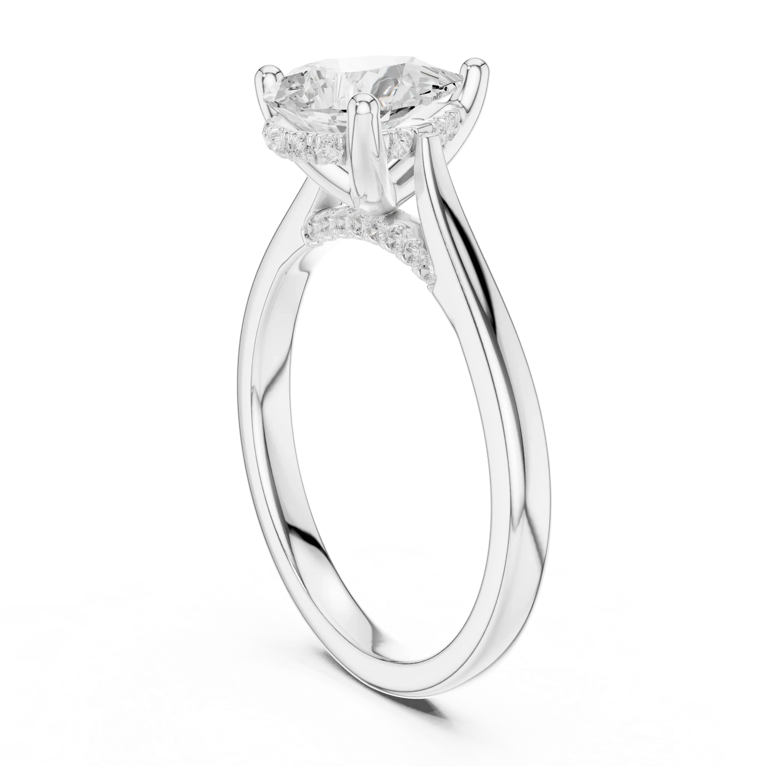 Hidden Halo Pear Cut 2.15 CT Diamond Wedding Ring 14K Yellow Gold