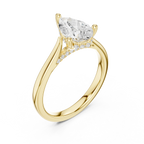 Hidden Halo Pear Cut 2.15 CT Diamond Wedding Ring 14K Yellow Gold