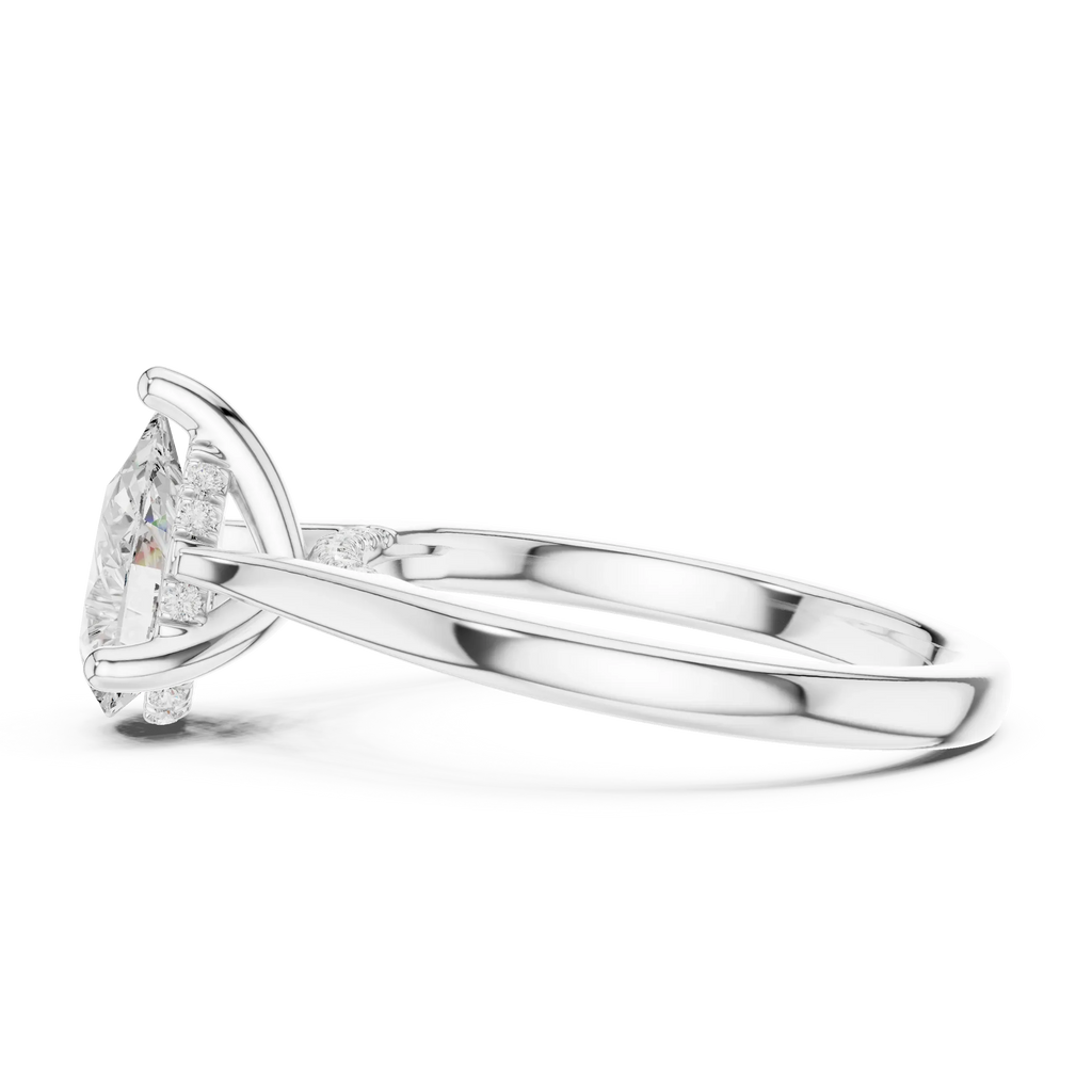 Hidden Halo Pear Cut 2.15 CT Diamond Wedding Ring 14K Yellow Gold