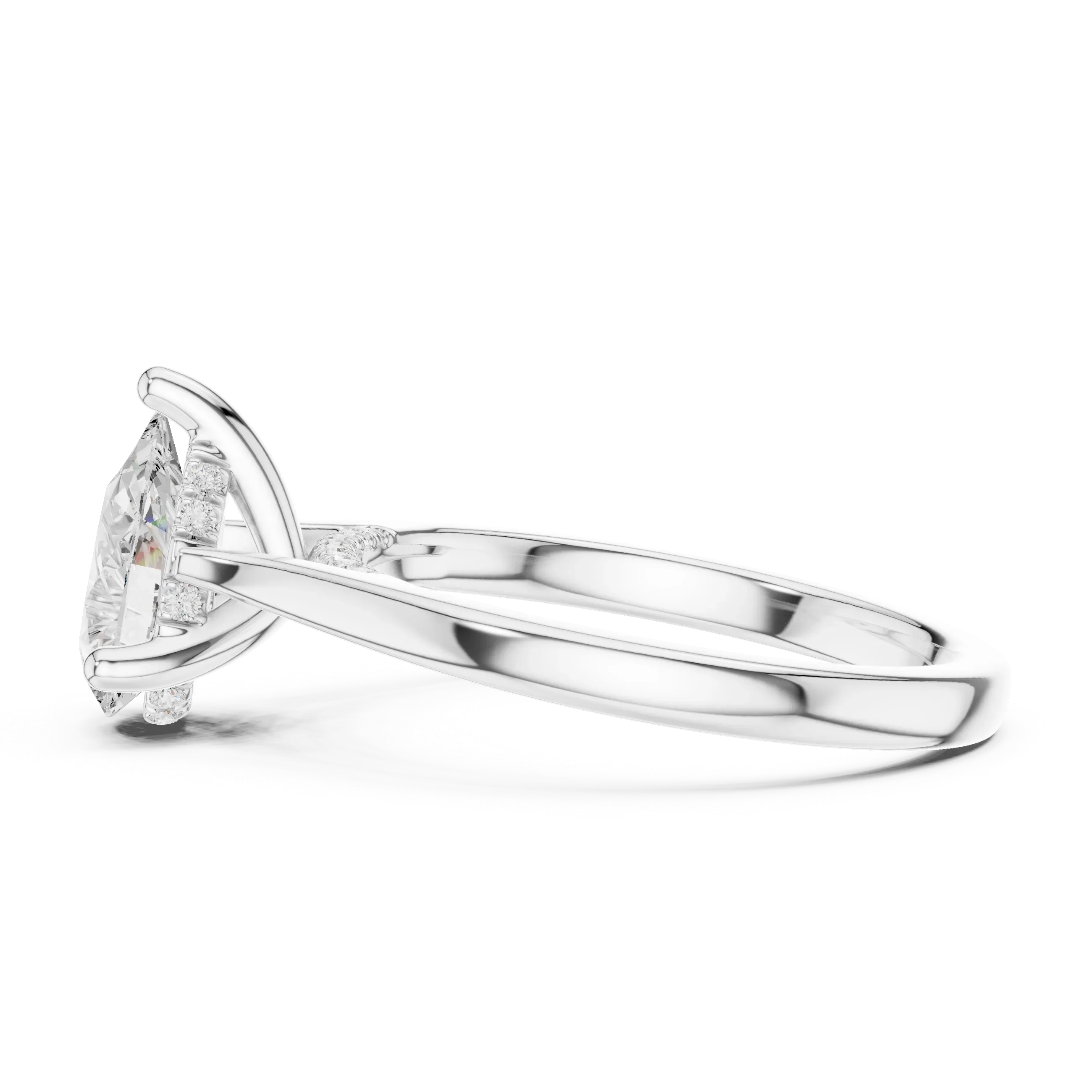 Hidden Halo Pear Cut 2.15 CT Diamond Wedding Ring 14K Yellow Gold