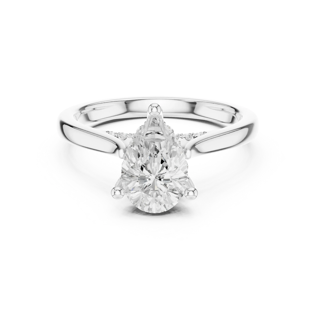 Hidden Halo Pear Cut 2.15 CT Diamond Wedding Ring 14K Yellow Gold