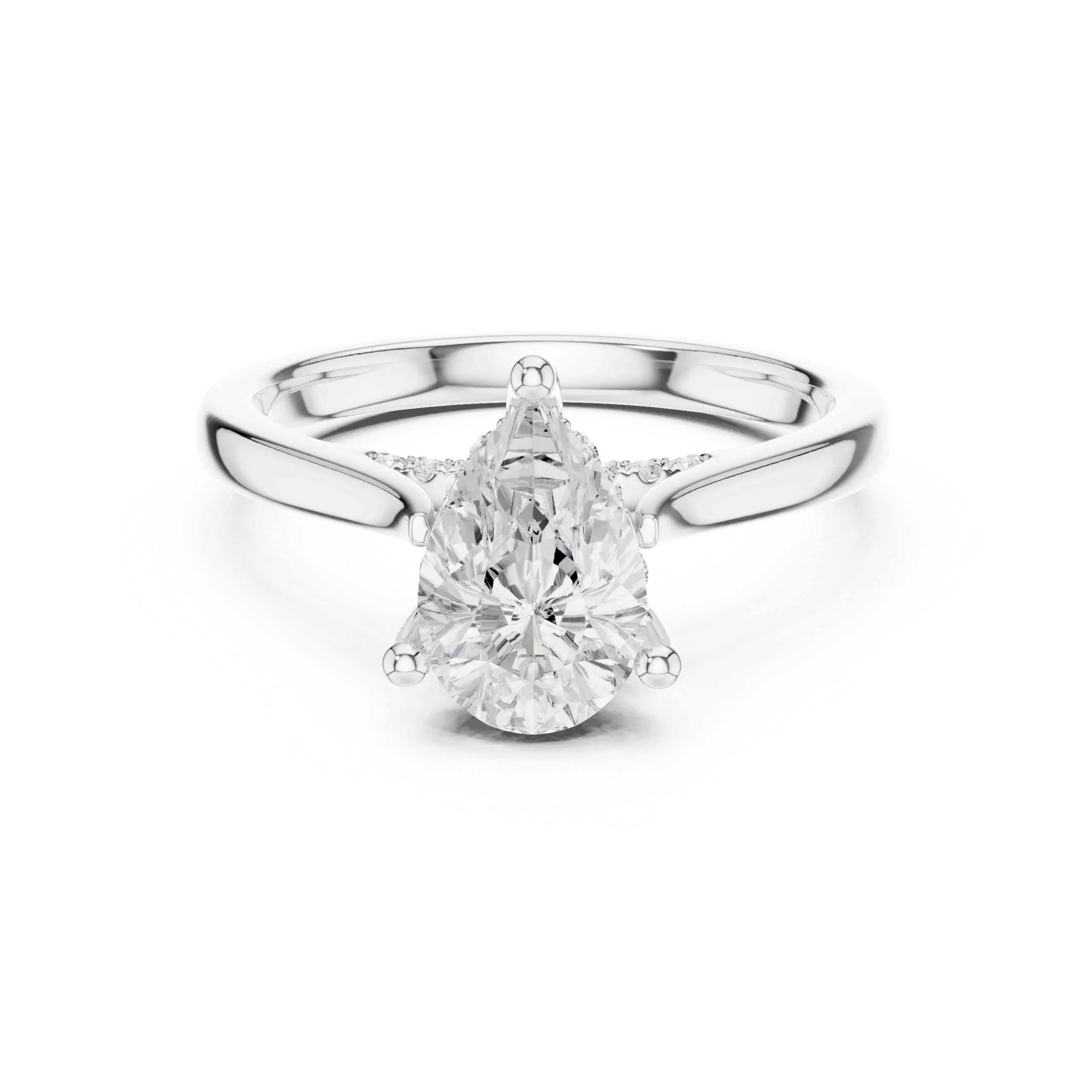 Hidden Halo Pear Cut 2.15 CT Diamond Wedding Ring 14K Yellow Gold