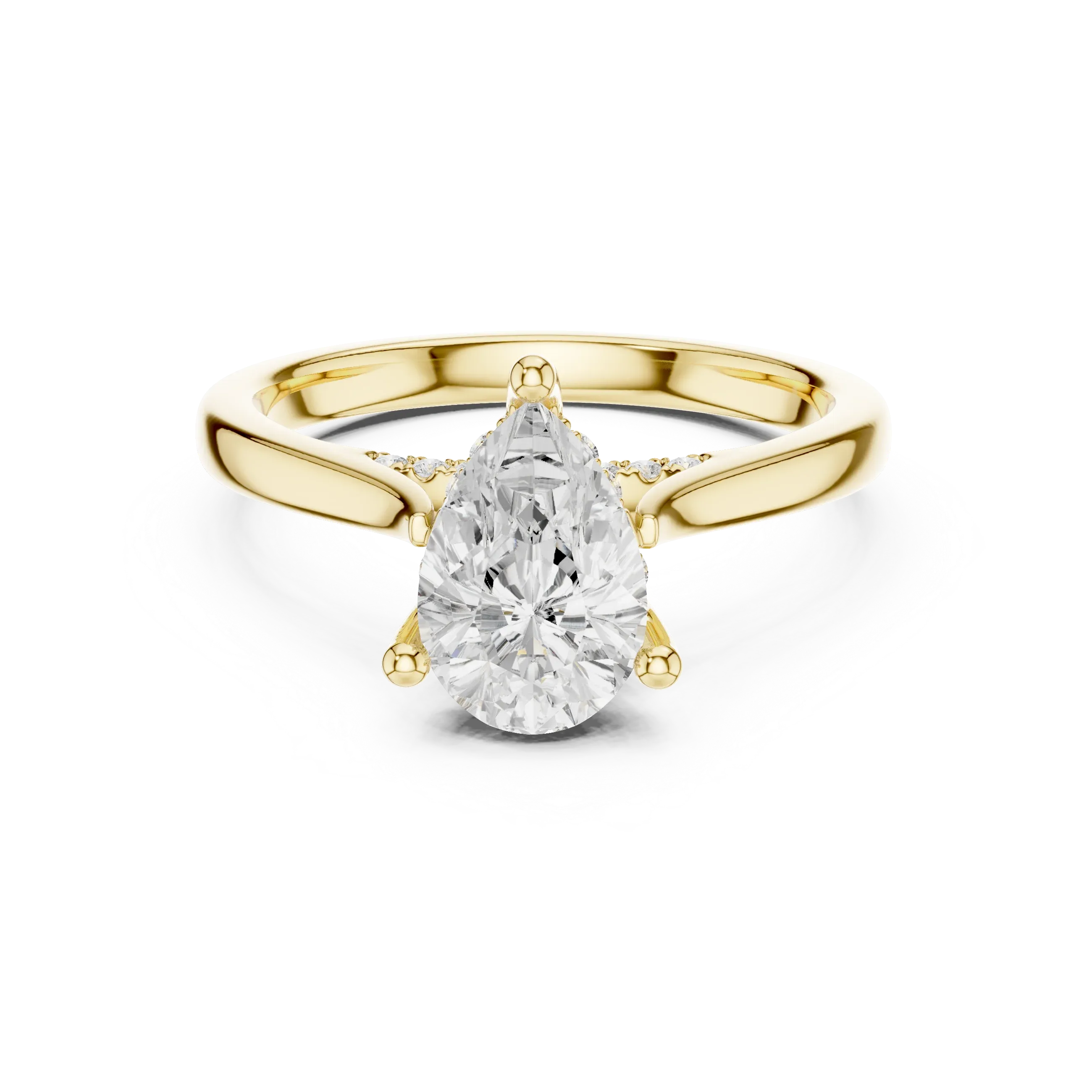 Hidden Halo Pear Cut 2.15 CT Diamond Wedding Ring 14K Yellow Gold
