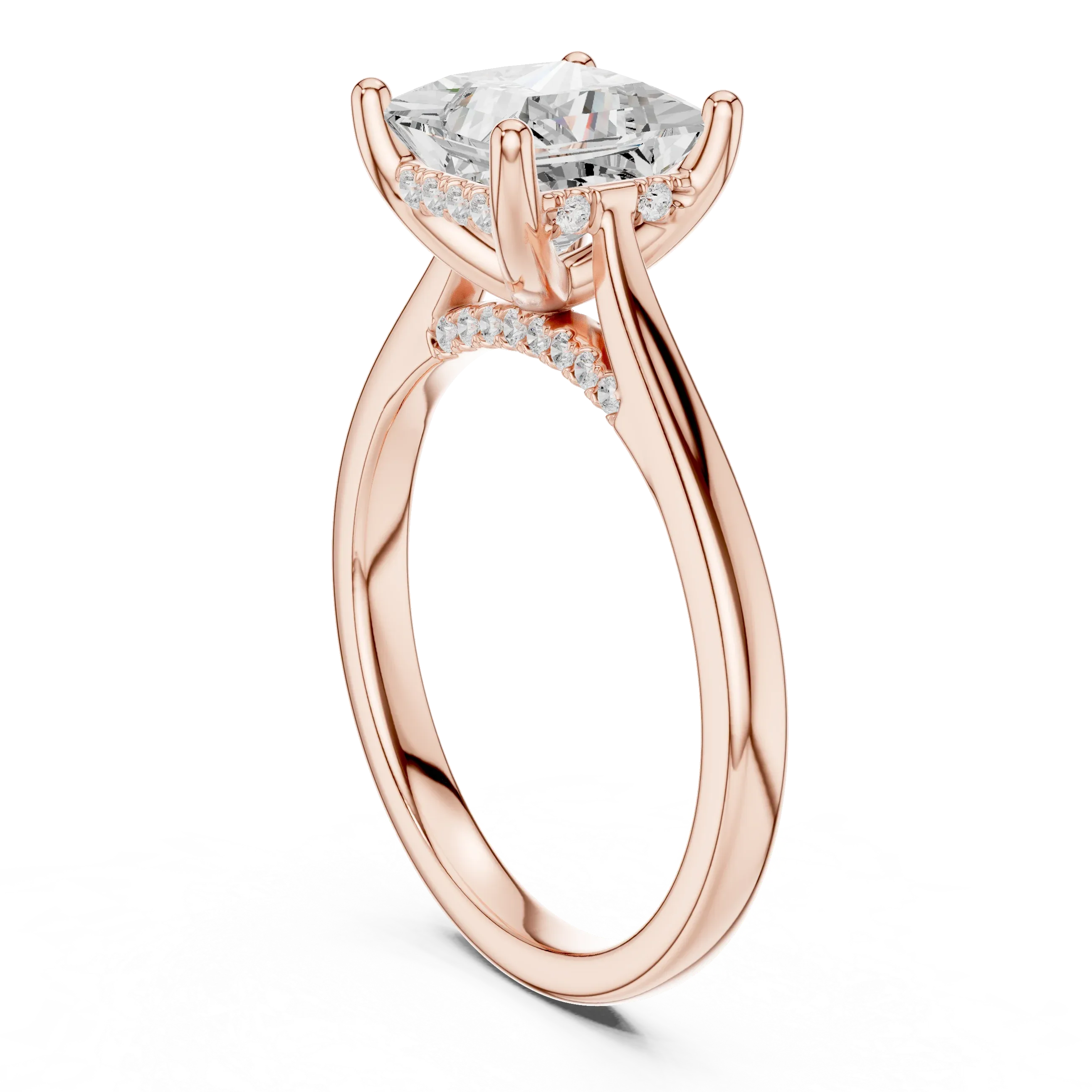 Hidden Halo Princess Cut 2.15 CT Diamond Wedding Ring 14K Yellow Gold