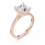 Hidden Halo Princess Cut 2.15 CT Diamond Wedding Ring 14K Yellow Gold