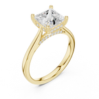 Hidden Halo Princess Cut 2.15 CT Diamond Wedding Ring 14K Yellow Gold