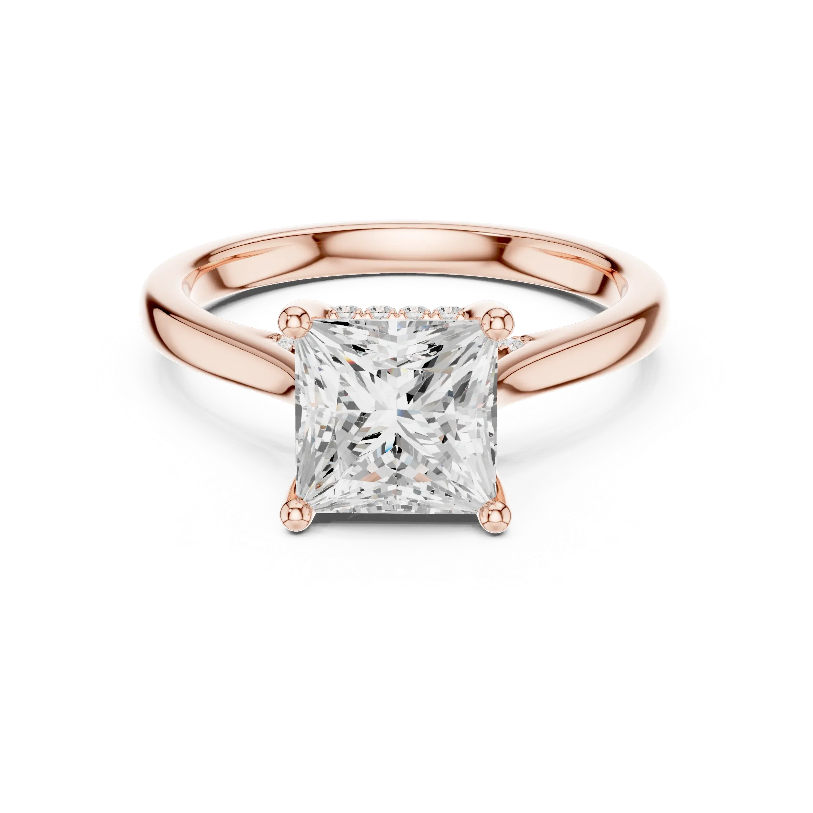 Hidden Halo Princess Cut 2.15 CT Diamond Wedding Ring 14K Yellow Gold