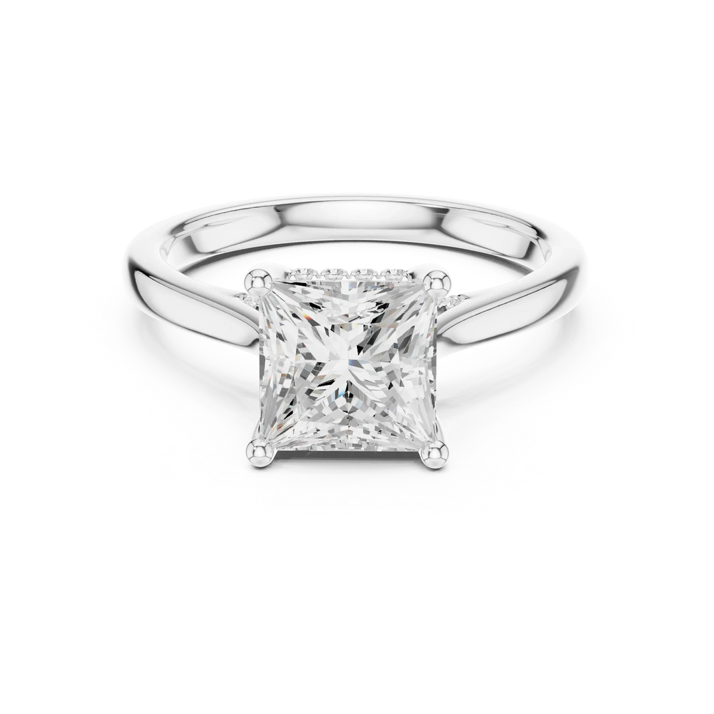 Hidden Halo Princess Cut 2.15 CT Diamond Wedding Ring 14K Yellow Gold