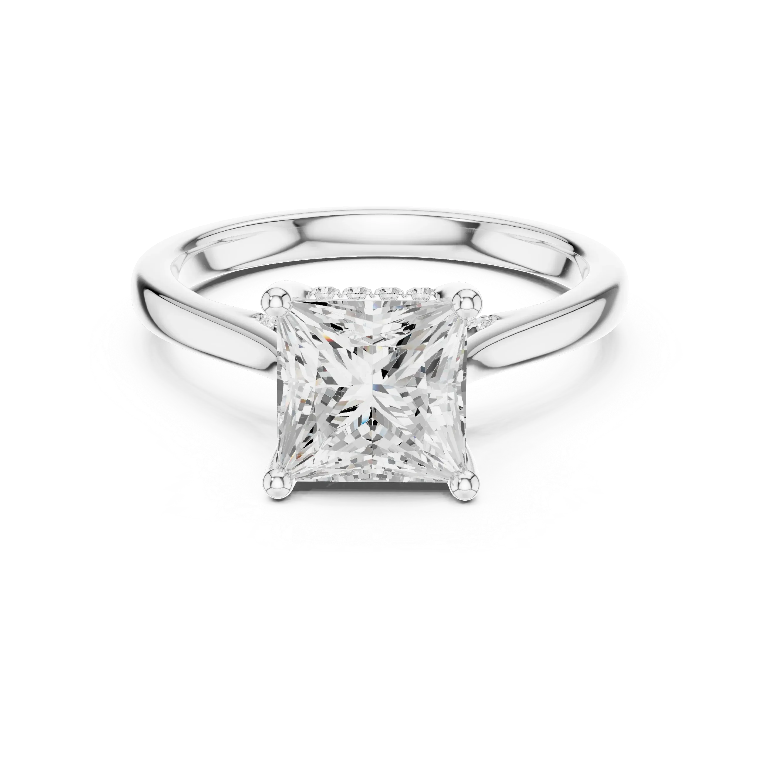 Hidden Halo Princess Cut 2.15 CT Diamond Wedding Ring 14K Yellow Gold