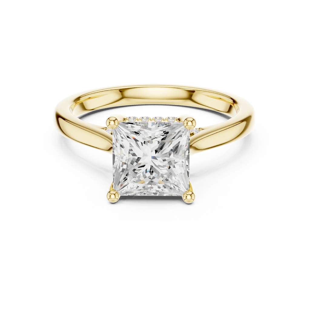Hidden Halo Princess Cut 2.15 CT Diamond Wedding Ring 14K Yellow Gold