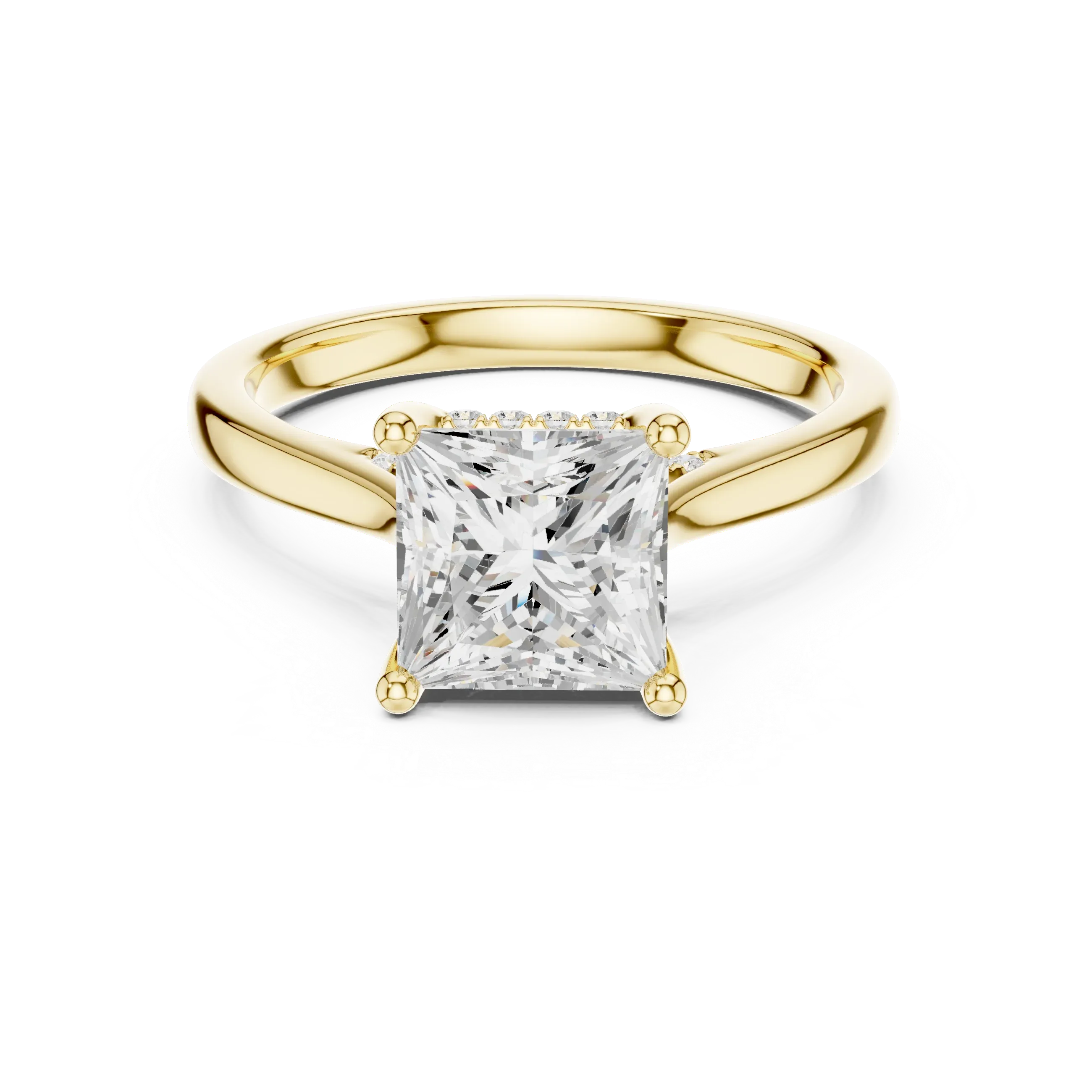 Hidden Halo Princess Cut 2.15 CT Diamond Wedding Ring 14K Yellow Gold