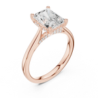 Hidden Halo Radient Cut 2.15 CT Diamond Wedding Ring 14K Yellow Gold