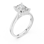 Hidden Halo Radient Cut 2.15 CT Diamond Wedding Ring 14K Yellow Gold