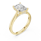 Hidden Halo Radient Cut 2.15 CT Diamond Wedding Ring 14K Yellow Gold
