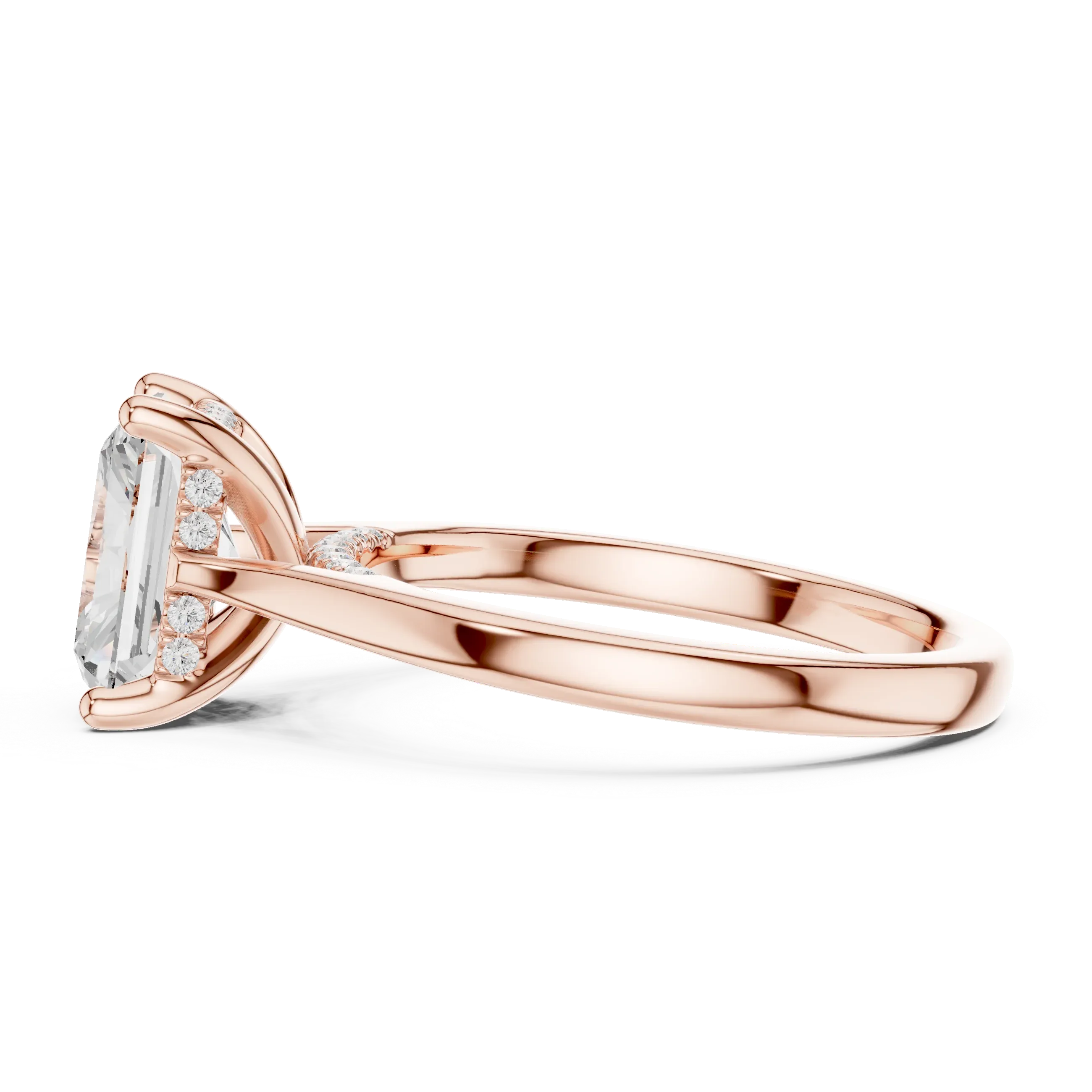 Hidden Halo Radient Cut 2.15 CT Diamond Wedding Ring 14K Yellow Gold