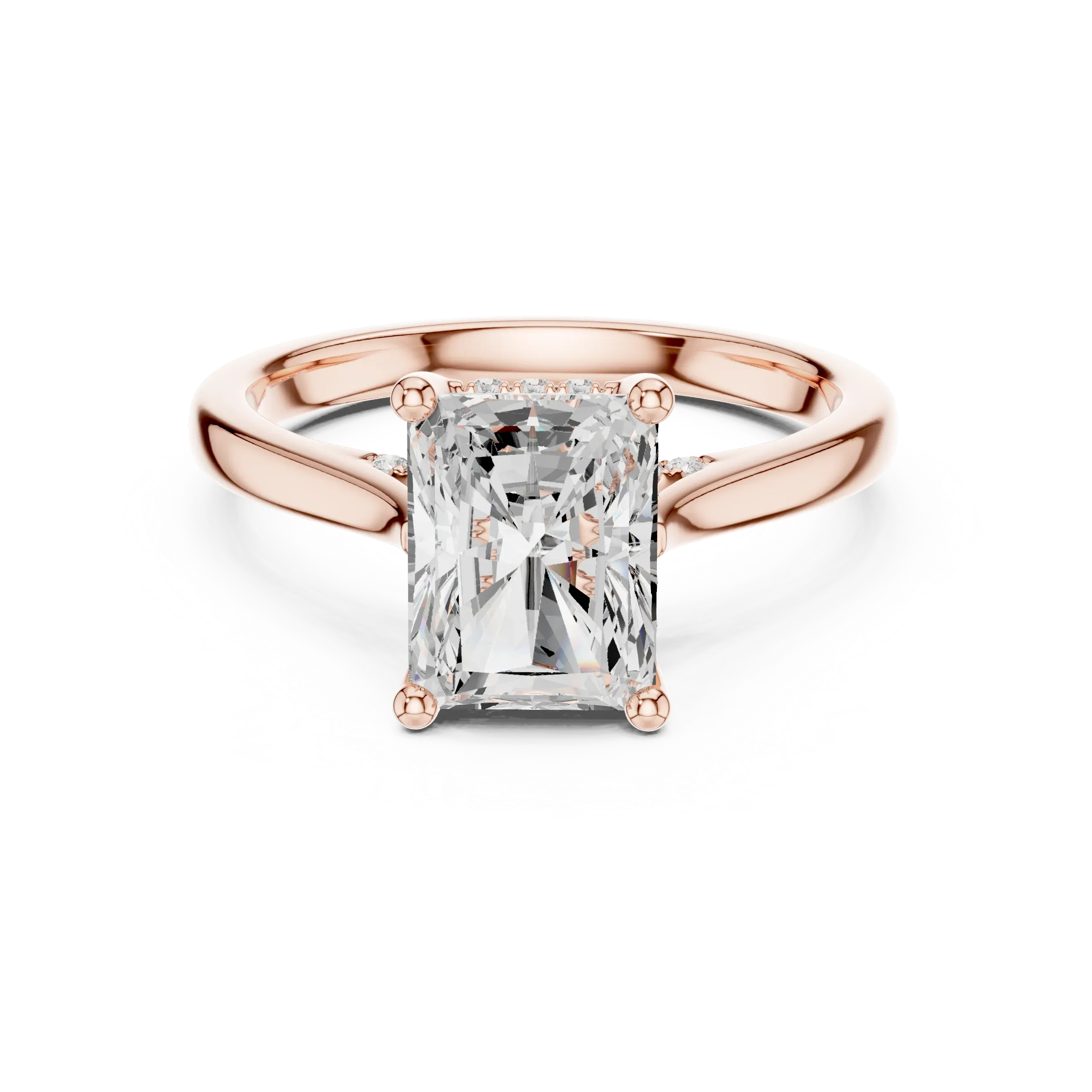 Hidden Halo Radient Cut 2.15 CT Diamond Wedding Ring 14K Yellow Gold