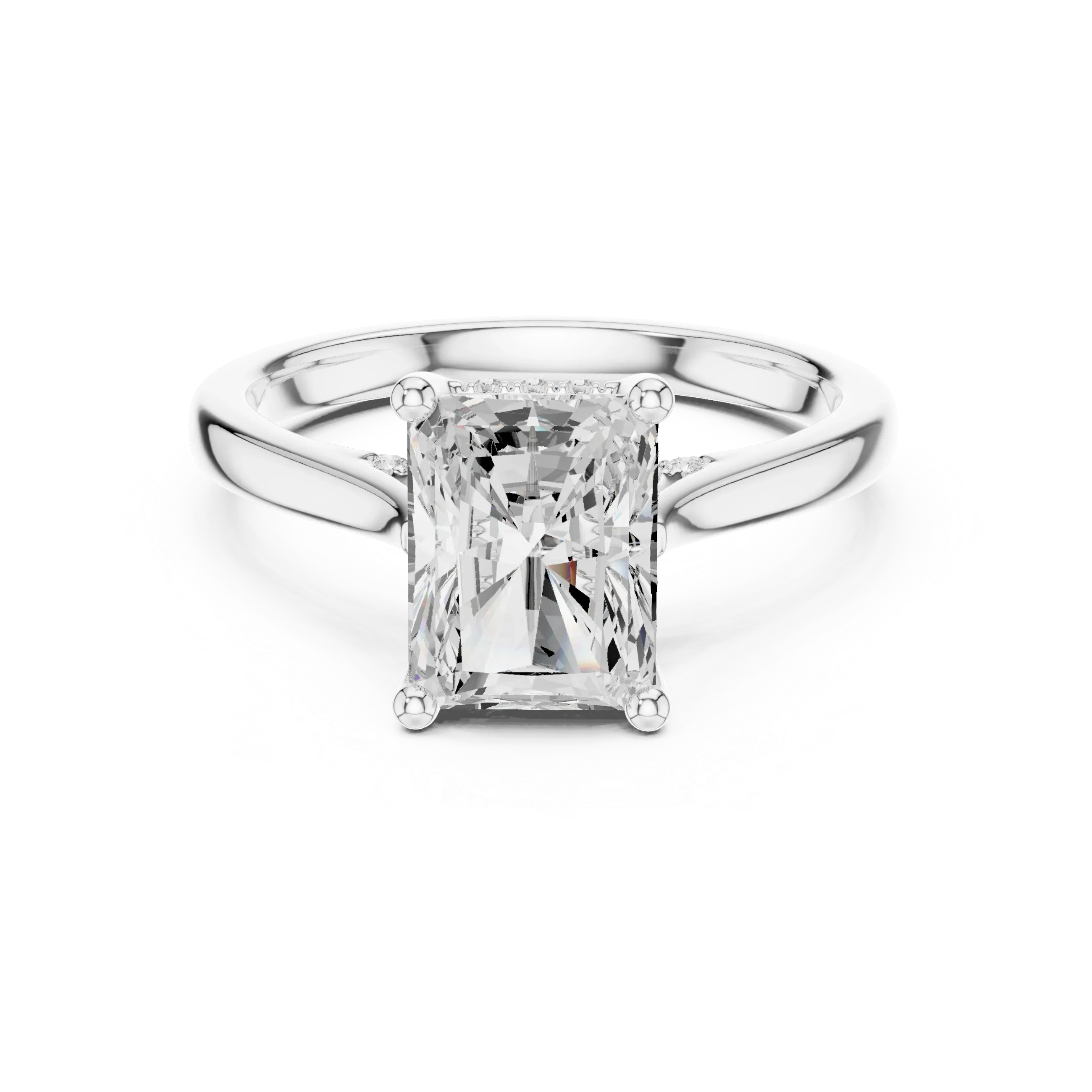 Hidden Halo Radient Cut 2.15 CT Diamond Wedding Ring 14K Yellow Gold