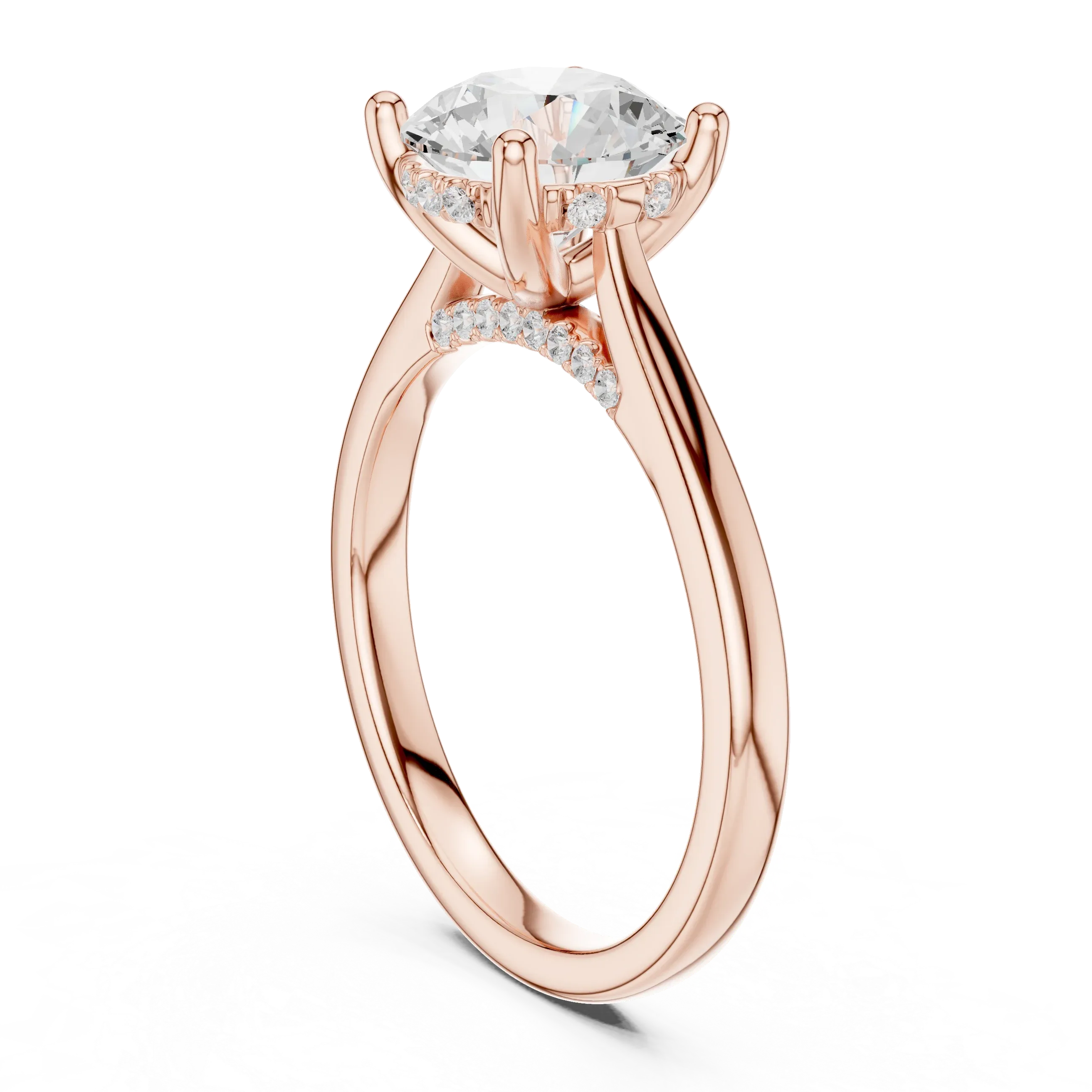 Hidden Halo Round Cut 2.15 CT Diamond Wedding Ring 14K Yellow Gold