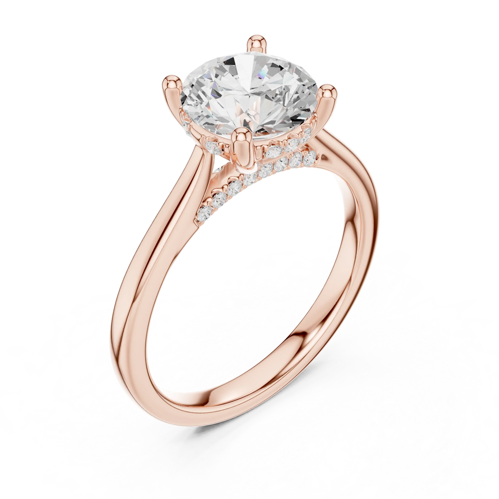 Hidden Halo Round Cut 2.15 CT Diamond Wedding Ring 14K Yellow Gold