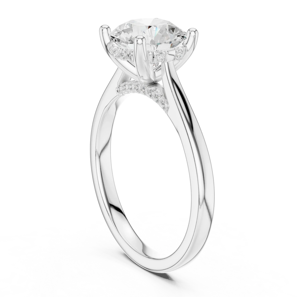 Hidden Halo Round Cut 2.15 CT Diamond Wedding Ring 14K Yellow Gold