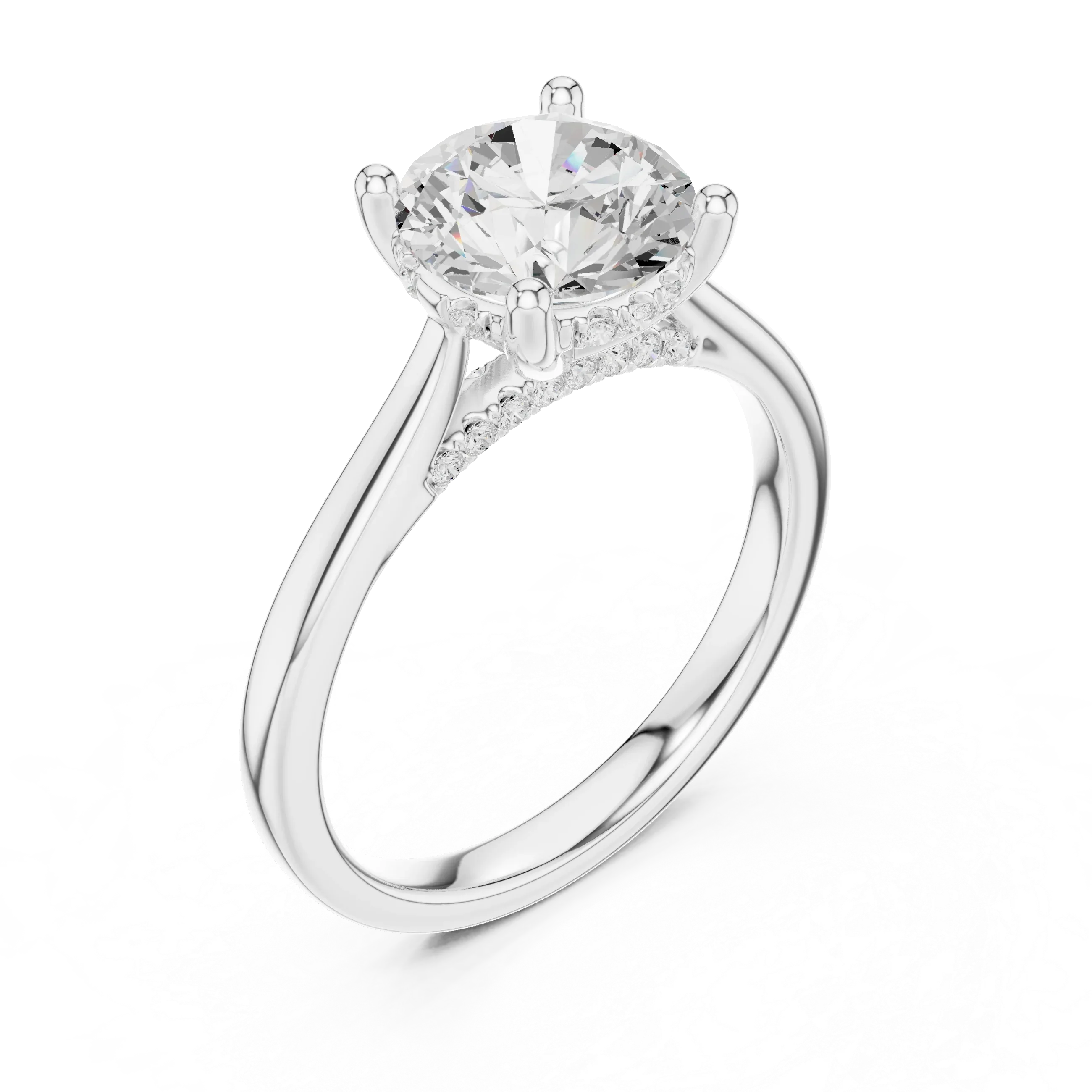 Hidden Halo Round Cut 2.15 CT Diamond Wedding Ring 14K Yellow Gold