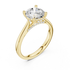 Hidden Halo Round Cut 2.15 CT Diamond Wedding Ring 14K Yellow Gold