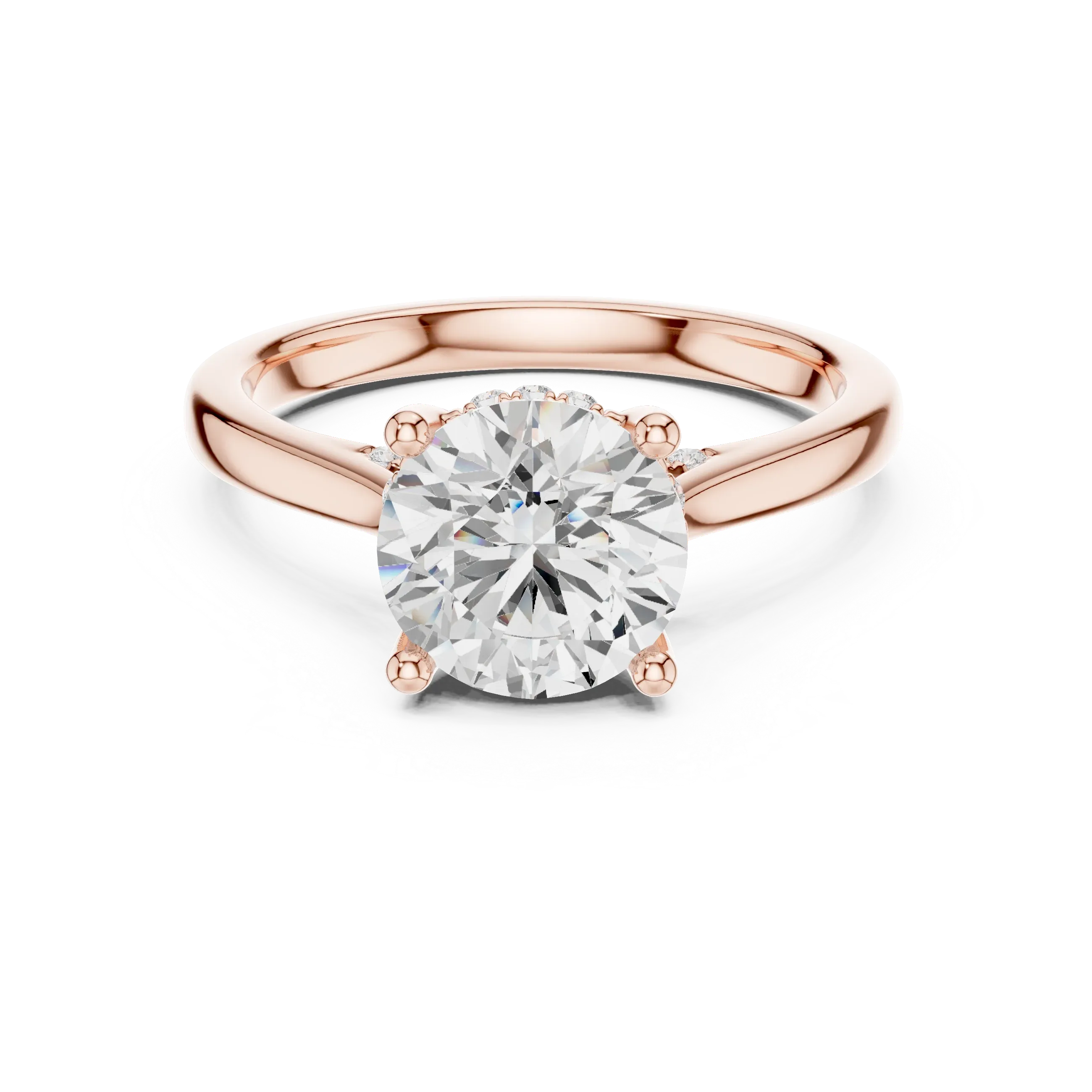 Hidden Halo Round Cut 2.15 CT Diamond Wedding Ring 14K Yellow Gold