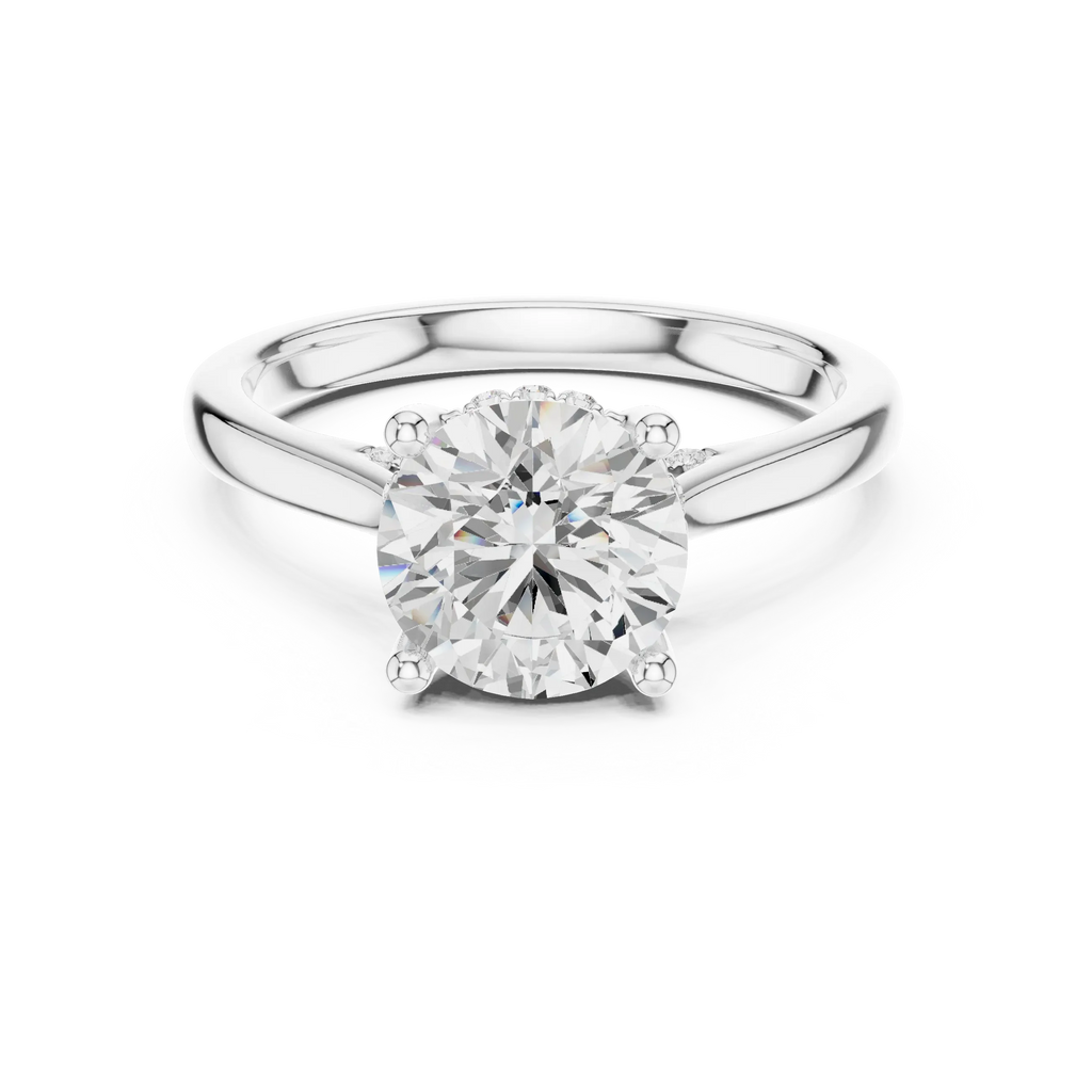 Hidden Halo Round Cut 2.15 CT Diamond Wedding Ring 14K Yellow Gold