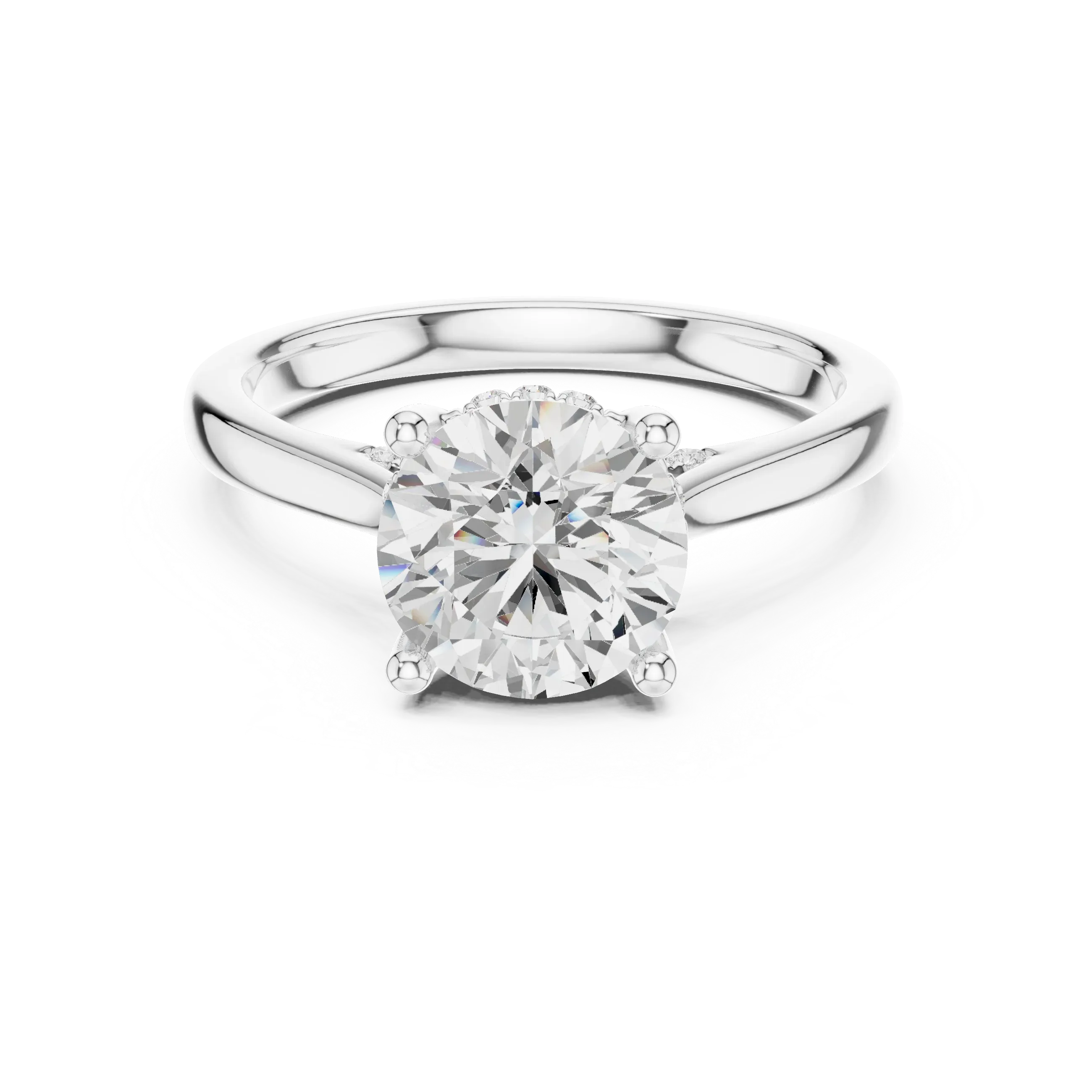 Hidden Halo Round Cut 2.15 CT Diamond Wedding Ring 14K Yellow Gold