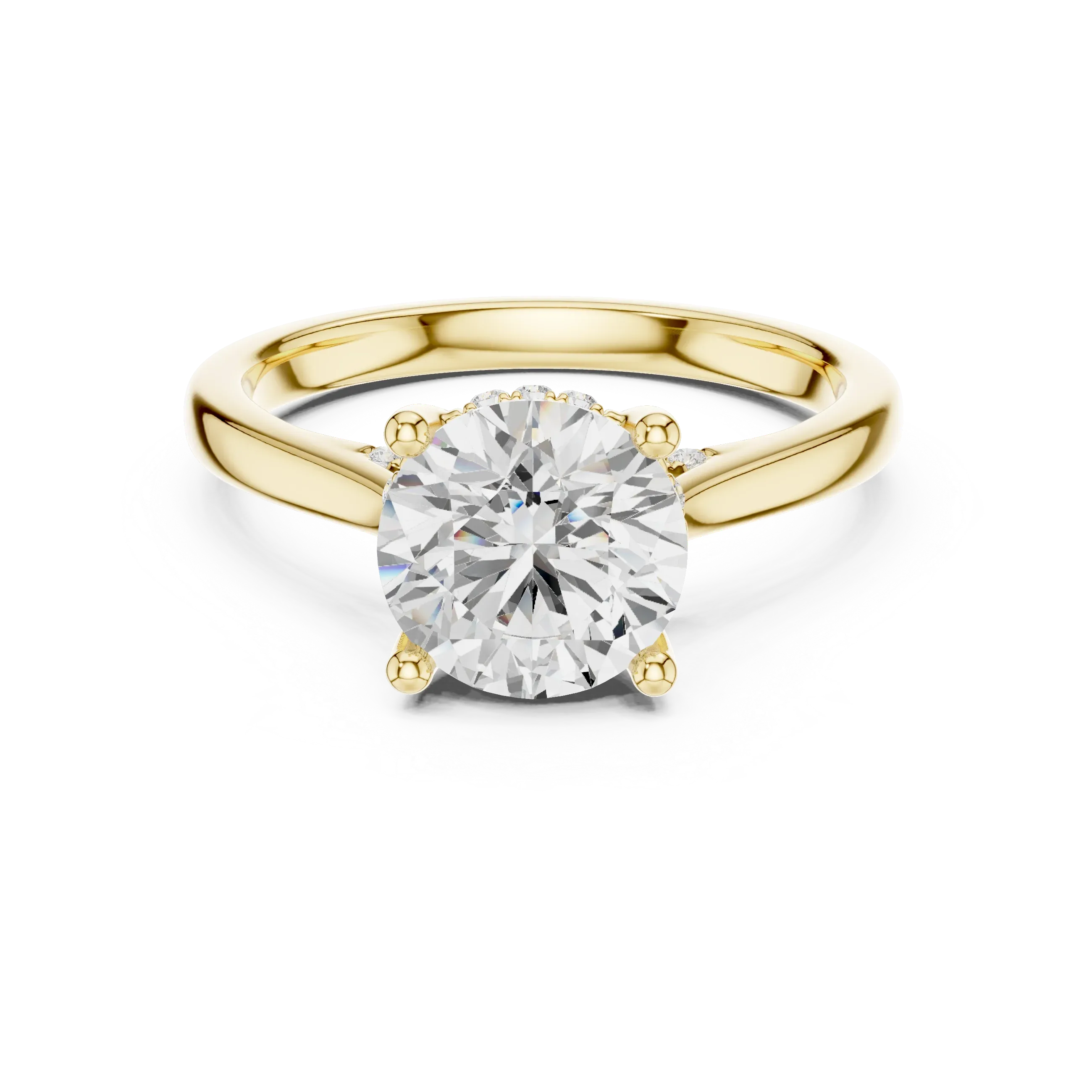 Hidden Halo Round Cut 2.15 CT Diamond Wedding Ring 14K Yellow Gold