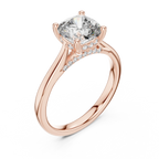 Cathedral Hidden Halo Cushion Moissanite Ring Brilliant Cut