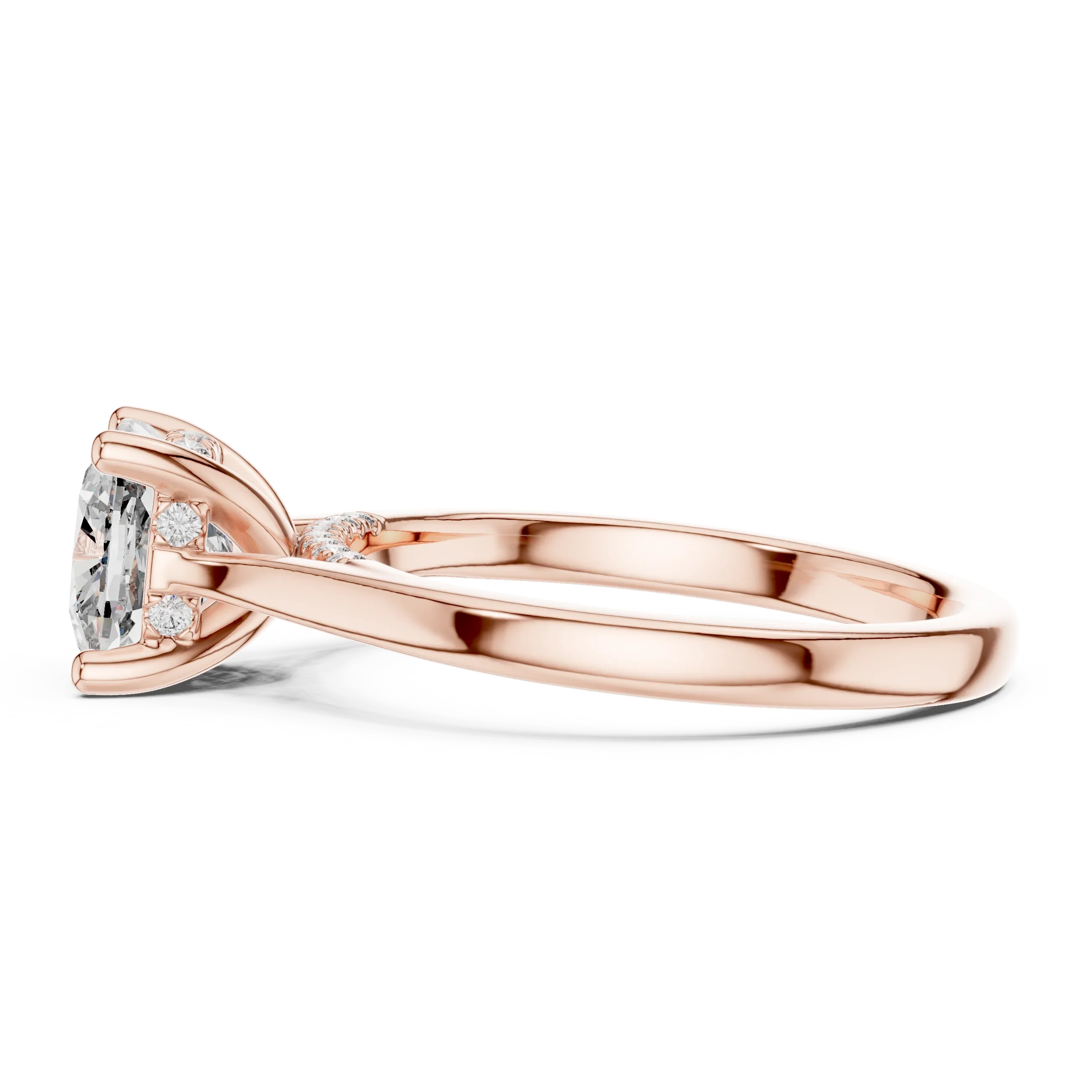 Cathedral Hidden Halo Cushion Moissanite Ring Brilliant Cut