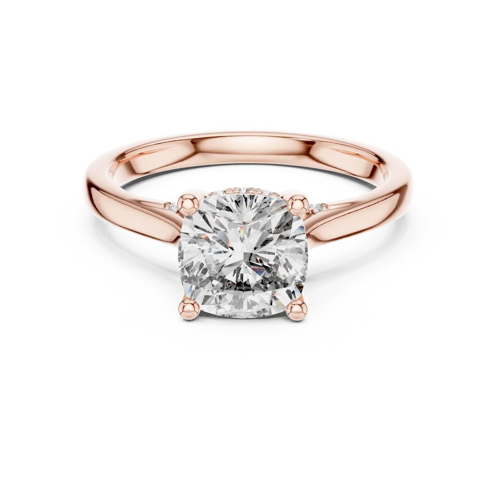 Cathedral Hidden Halo Cushion Moissanite Ring Brilliant Cut
