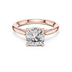 Cathedral Hidden Halo Cushion Moissanite Ring Brilliant Cut