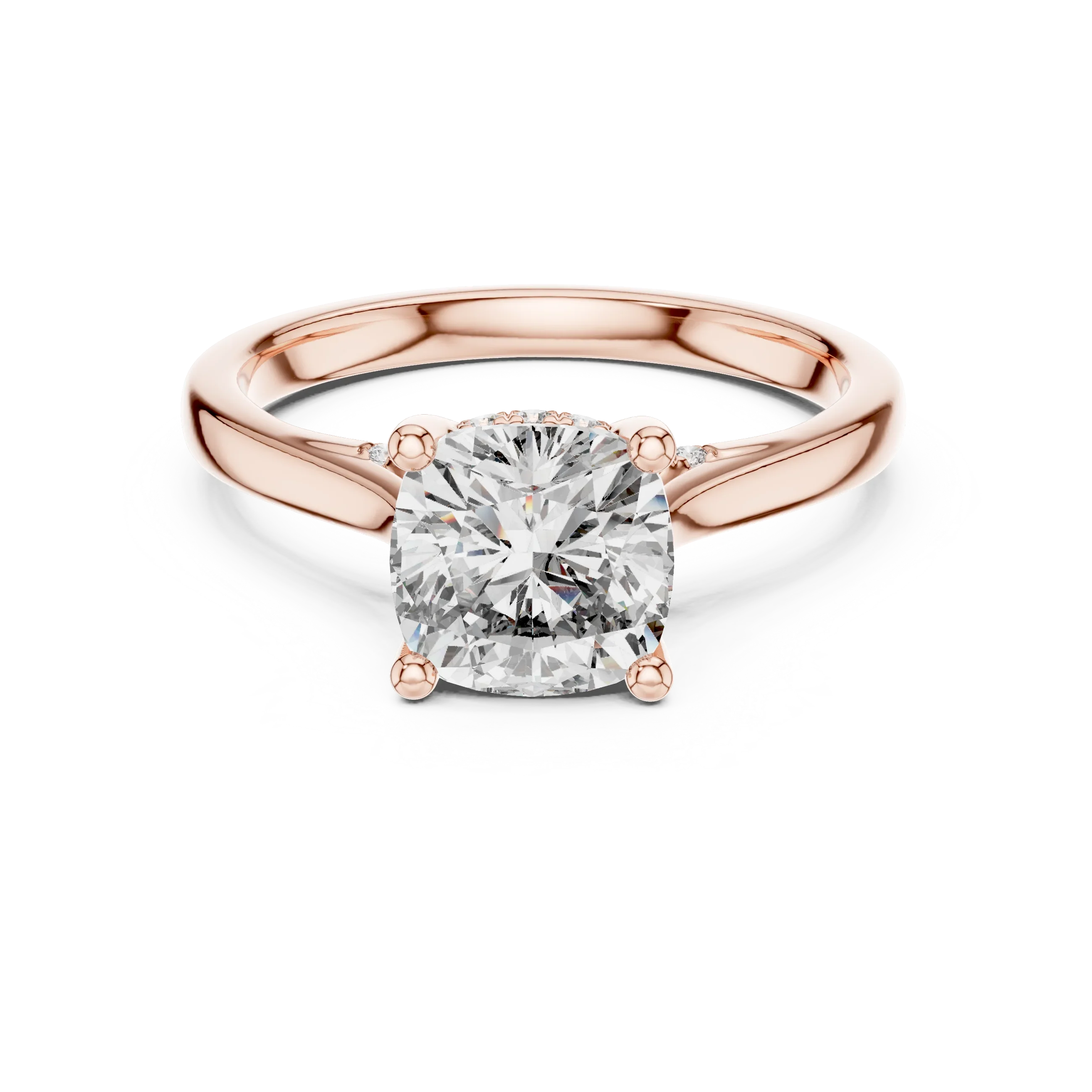Cathedral Hidden Halo Cushion Moissanite Ring Brilliant Cut