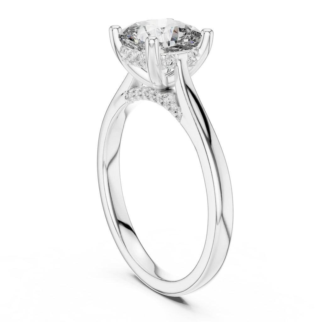 Cathedral Hidden Halo Cushion Moissanite Ring Brilliant Cut