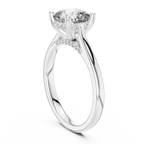 Cathedral Hidden Halo Cushion Moissanite Ring Brilliant Cut