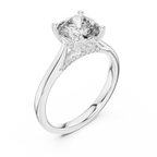 Cathedral Hidden Halo Cushion Moissanite Ring Brilliant Cut