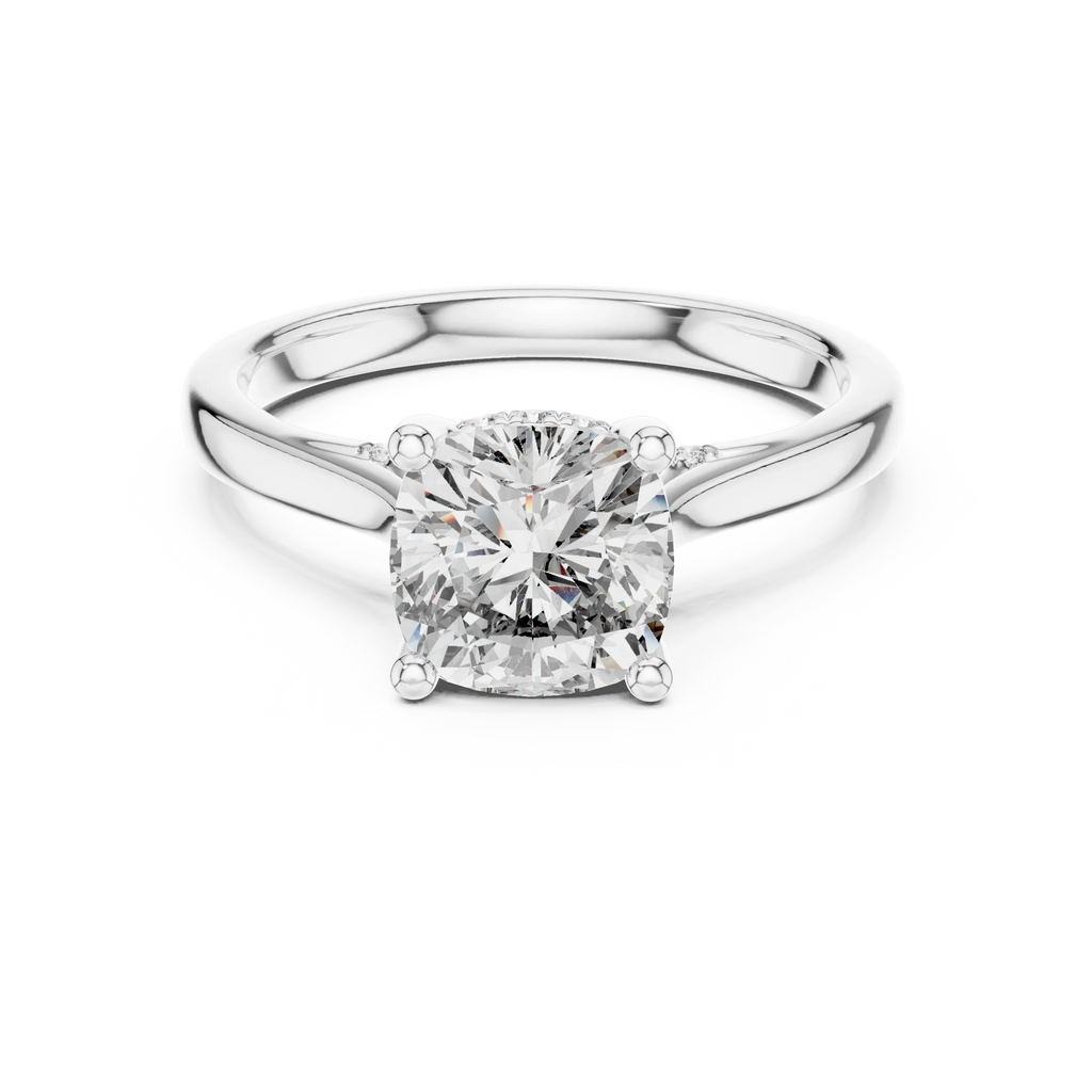 Cathedral Hidden Halo Cushion Moissanite Ring Brilliant Cut
