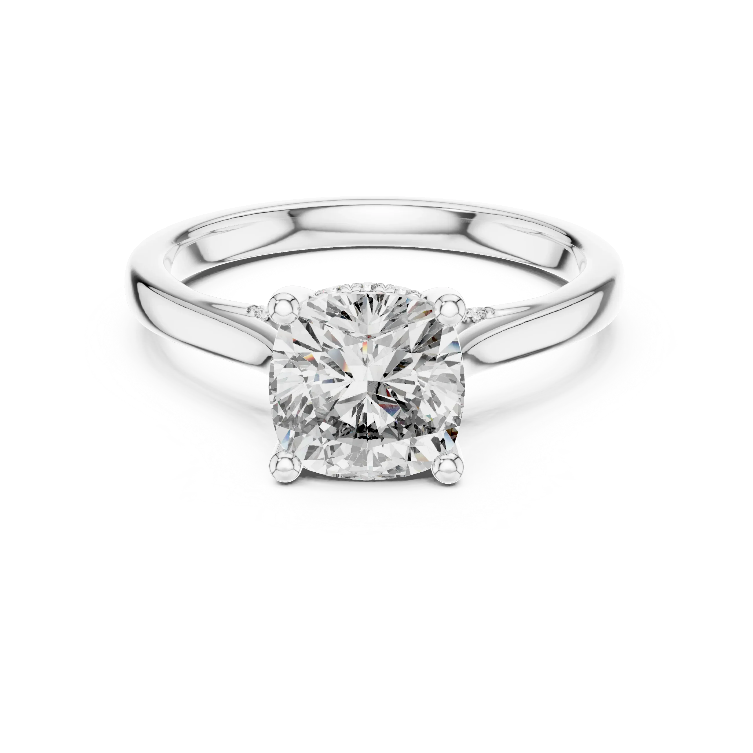 Cathedral Hidden Halo Cushion Moissanite Ring Brilliant Cut