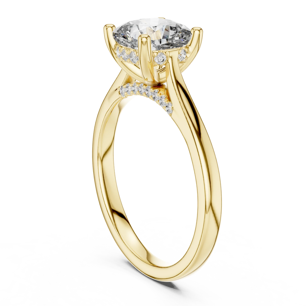 Cathedral Hidden Halo Cushion Moissanite Ring Brilliant Cut