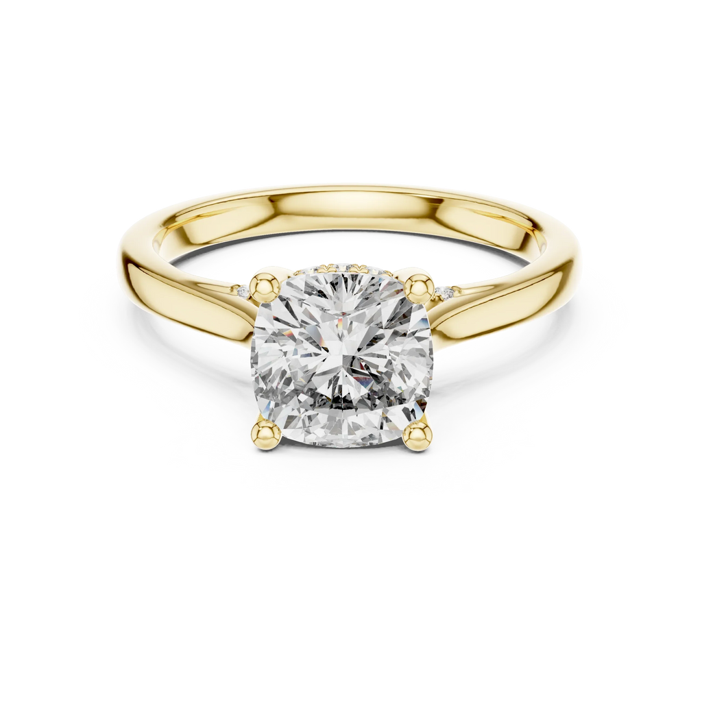 Cathedral Hidden Halo Cushion Moissanite Ring Brilliant Cut