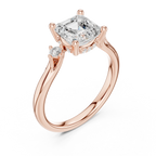2.16 CT VVS D Color Asscher Cut Three Stone Diamond Engagement Ring