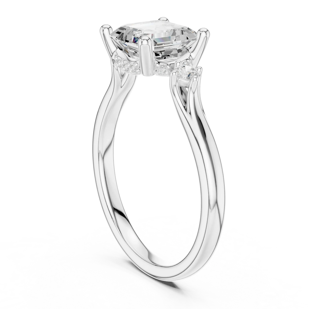 2.16 CT VVS D Color Asscher Cut Three Stone Diamond Engagement Ring