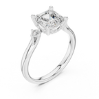 2.16 CT VVS D Color Asscher Cut Three Stone Diamond Engagement Ring