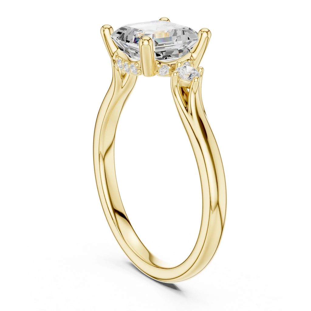 2.16 CT VVS D Color Asscher Cut Three Stone Diamond Engagement Ring