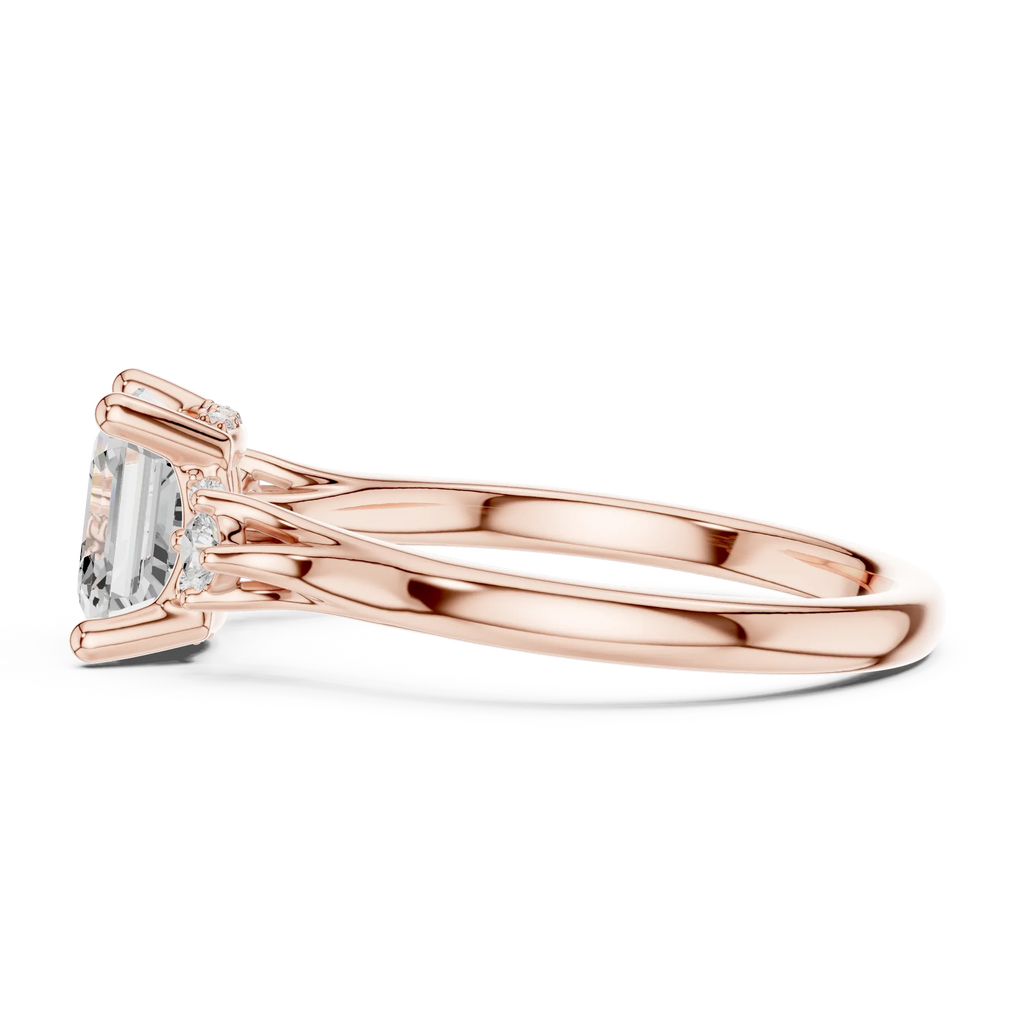2.16 CT VVS D Color Asscher Cut Three Stone Diamond Engagement Ring